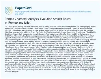 Essay on Romeo Character Analysis: Evolution Amidst Feuds in ‘Romeo and Juliet’