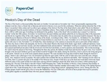 Essay on Mexico’s Day of the Dead