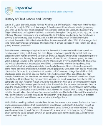 Essay on History of Child Labour and Poverty