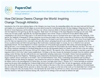 Essay on How did Jesse Owens Change the World: Inspiring Change through Athletics