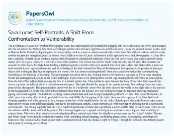 Essay on Sara Lucas’ Self-Portraits: a Shift from Confrontation to Vulnerability