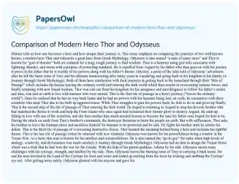 Essay on Comparison of Modern Hero Thor and Odysseus