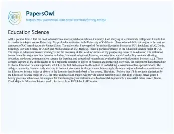 Essay on Education Science