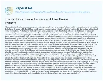 Essay on The Symbiotic Dance: Farmers and their Bovine Partners