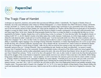 Essay on The Tragic Flaw of Hamlet