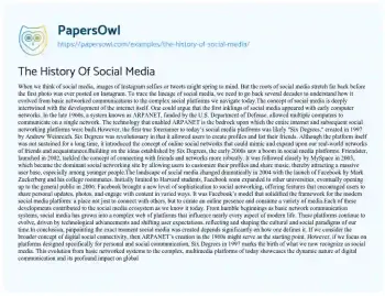 Essay on The History of Social Media