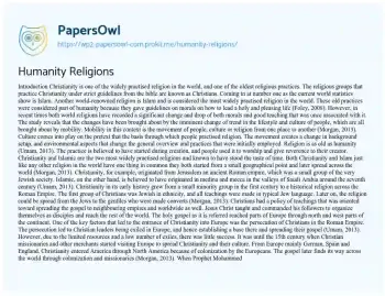 Essay on Humanity Religions