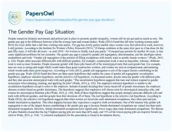 Essay on The Gender Pay Gap Situation