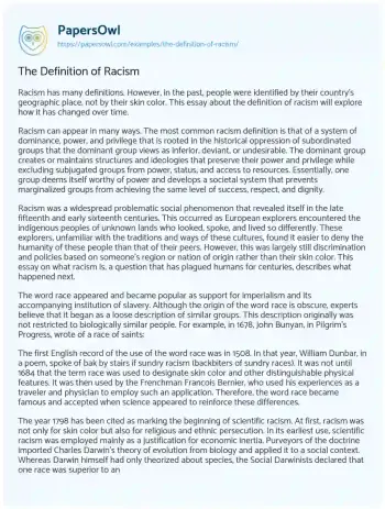 Essay on The Definition of Racism