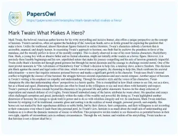 Essay on Mark Twain: what Makes a Hero?