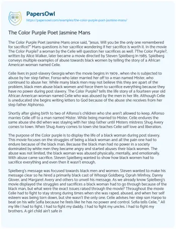 Essay on The Color Purple Poet Jasmine Mans