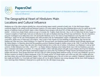 Essay on The Geographical Heart of Hinduism: Main Locations and Cultural Influence