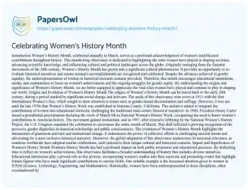 Essay on Celebrating Women’s History Month