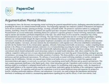 Essay on Argumentative Mental Illness