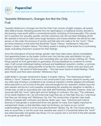 Essay on “Jeanette Winterson’s, Oranges are not the only Fruit