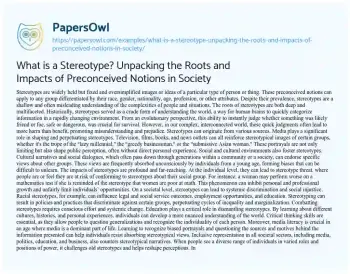 Essay on What is a Stereotype? Unpacking the Roots and Impacts of Preconceived Notions in Society