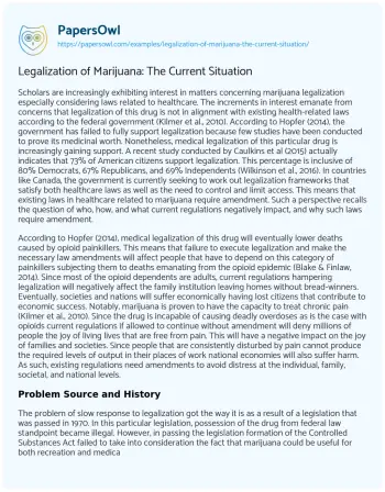 Essay on Legalization of Marijuana: the Current Situation