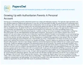 Essay on Growing up with Authoritarian Parents: a Personal Account