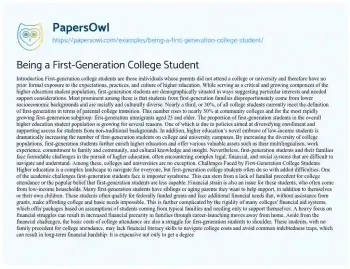 Essay on Being a First-Generation College Student