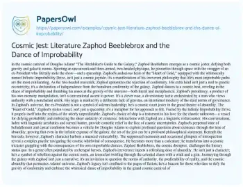 Essay on Cosmic Jest: Literature Zaphod Beeblebrox and the Dance of Improbability