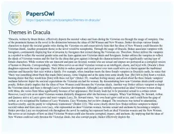 Essay on Themes in Dracula