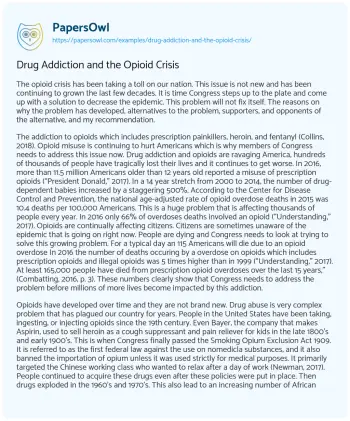 Essay on Drug Addiction and the Opioid Crisis