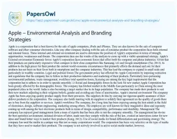 Essay on Apple — Environmental Analysis and Branding Strategies