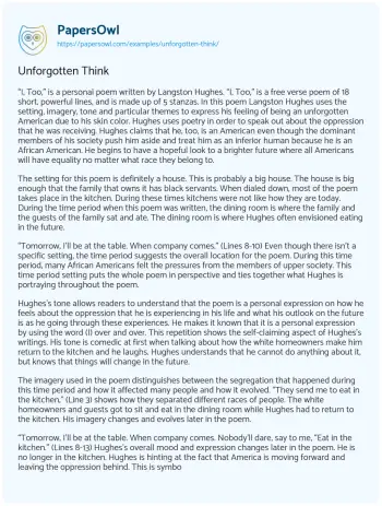 Essay on Unforgotten Think