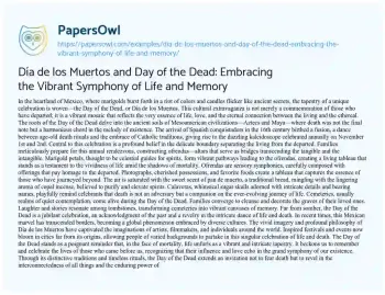 Essay on Día De Los Muertos and Day of the Dead: Embracing the Vibrant Symphony of Life and Memory