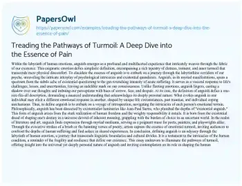 Essay on Treading the Pathways of Turmoil: a Deep Dive into the Essence of Pain