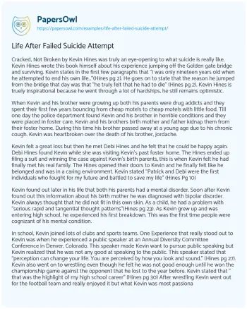 Essay on Life after Failed Suicide Attempt