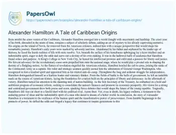 Essay on Alexander Hamilton: a Tale of Caribbean Origins