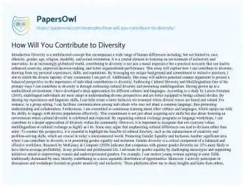 Essay on How Will you Contribute to Diversity