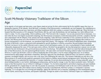 Essay on Scott McNealy: Visionary Trailblazer of the Silicon Age