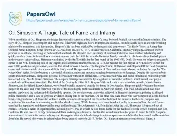Essay on O.J. Simpson: a Tragic Tale of Fame and Infamy