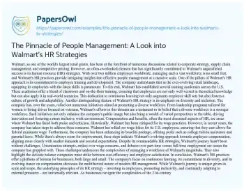 Essay on The Pinnacle of People Management: a Look into Walmart’s HR Strategies