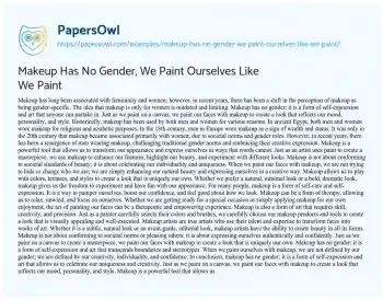 Essay on Makeup has no Gender, we Paint Ourselves Like we Paint
