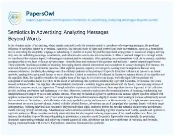 Essay on Semiotics in Advertising: Analyzing Messages Beyond Words