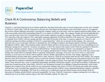 Essay on Chick-fil-A Controversy: Balancing Beliefs and Business