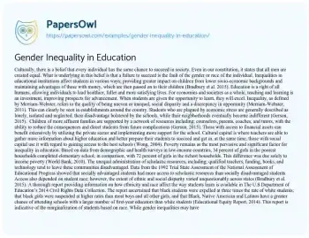 Essay on Gender Inequality in Education