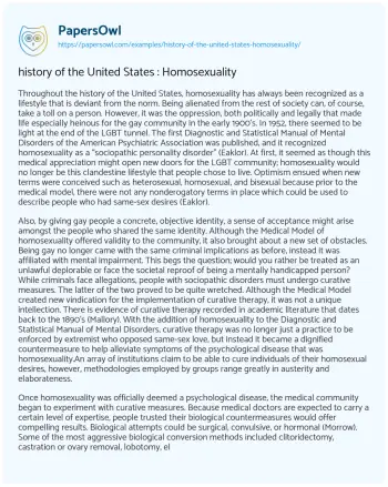 Essay on History of the United States : Homosexuality