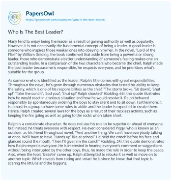 Essay on Who is the Best Leader?