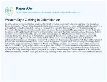 Essay on Western Style Clothing in Colombian Art