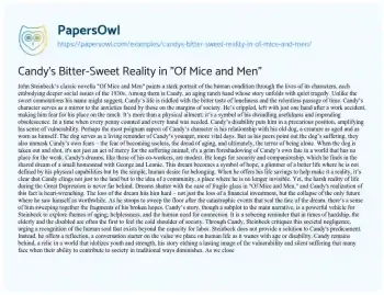 Essay on Candy’s Bitter-Sweet Reality in “Of Mice and Men”