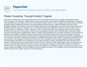 Essay on Malala Yousafzai: Triumph Amidst Tragedy