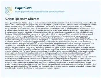 Essay on Autism Spectrum Disorder