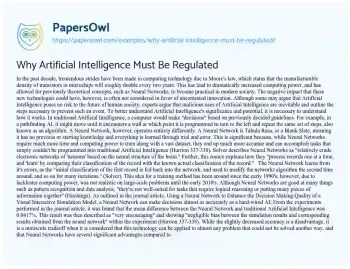 Essay on Why Artificial Intelligence Must be Regulated