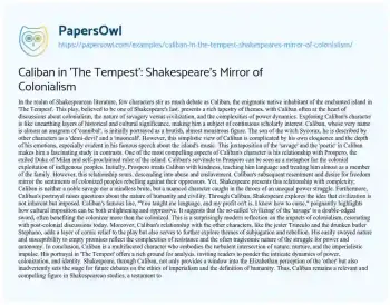 Essay on Caliban in ‘The Tempest’: Shakespeare’s Mirror of Colonialism