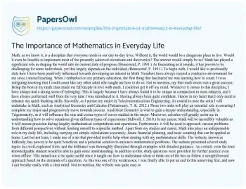 Essay on The Importance of Mathematics in Everyday Life