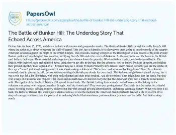 Essay on The Battle of Bunker Hill: the Underdog Story that Echoed Across America